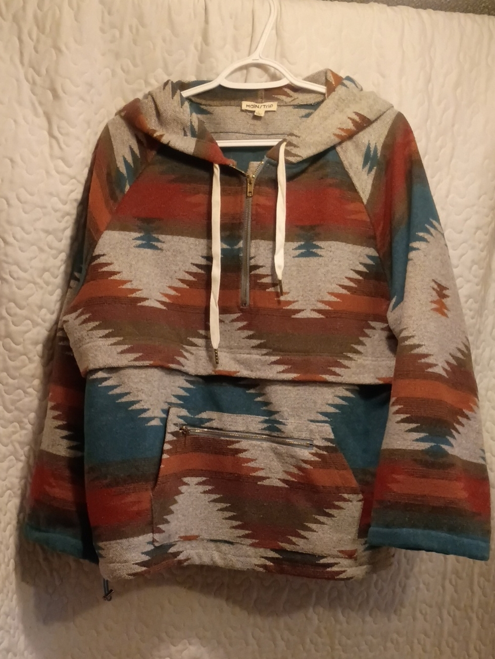 MainStrip Aztec Pullover Hoodie - Rust, Teal, Gray